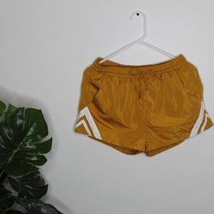 Yellow white stripped workout shorts